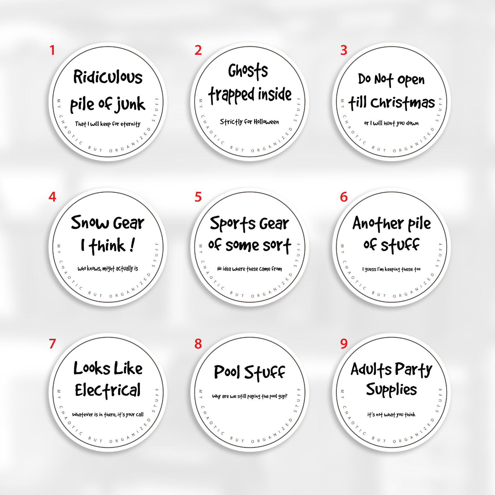 Fun Garage Labels High Quality Laminated Vinyl Stickers Decals, 4 inch diameter