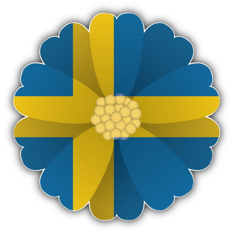 Sweden Flag Flower Car Bumper Sticker Decal
