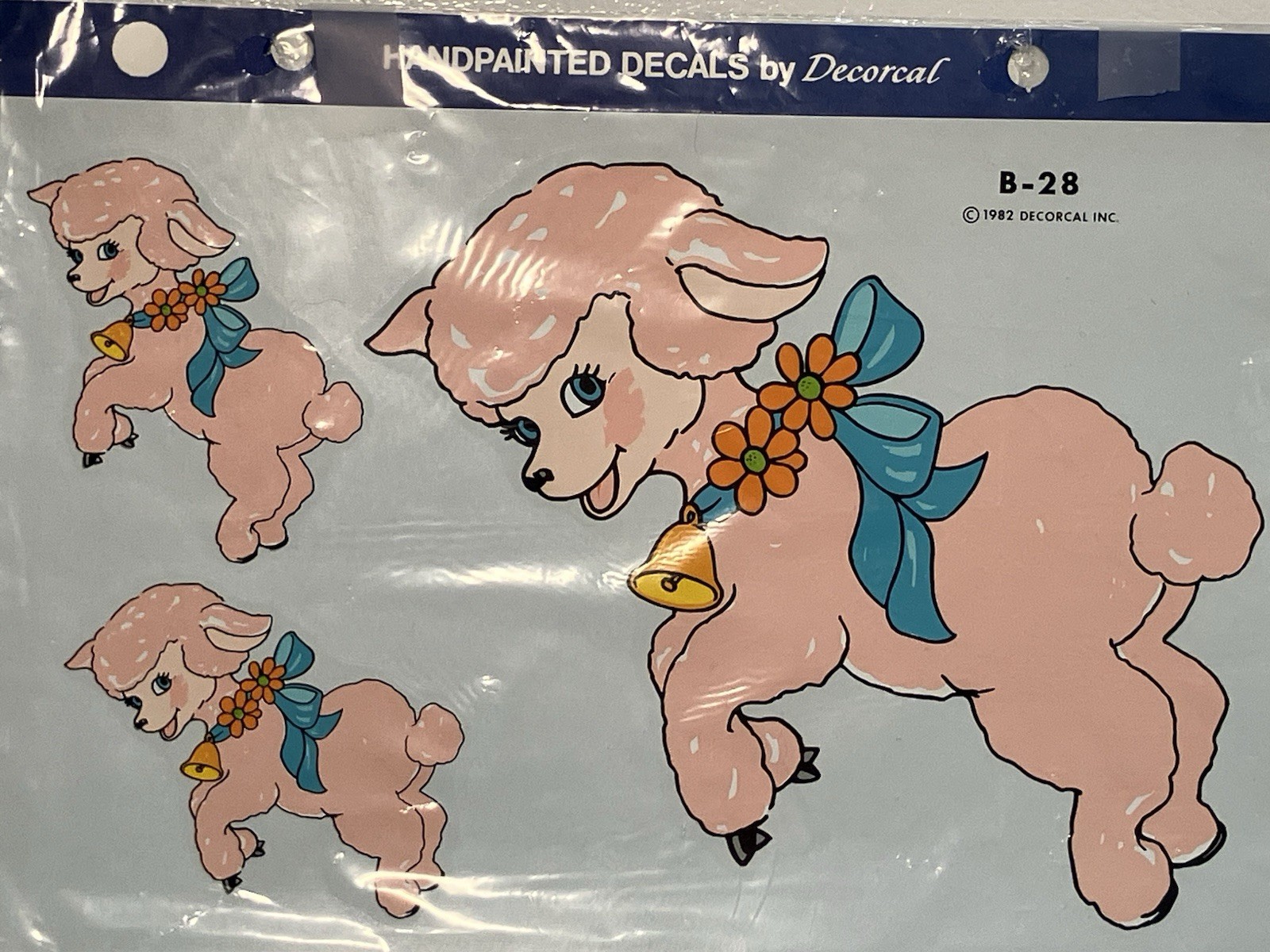Vintage Handpainted Lamb Decals by Decorcal Pink Baby Girl Retro Decoupage B-28