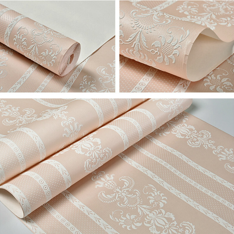 3D Damask Embossed Wallpapers Self-Adhesive Non-woven Wall Stickers Roll