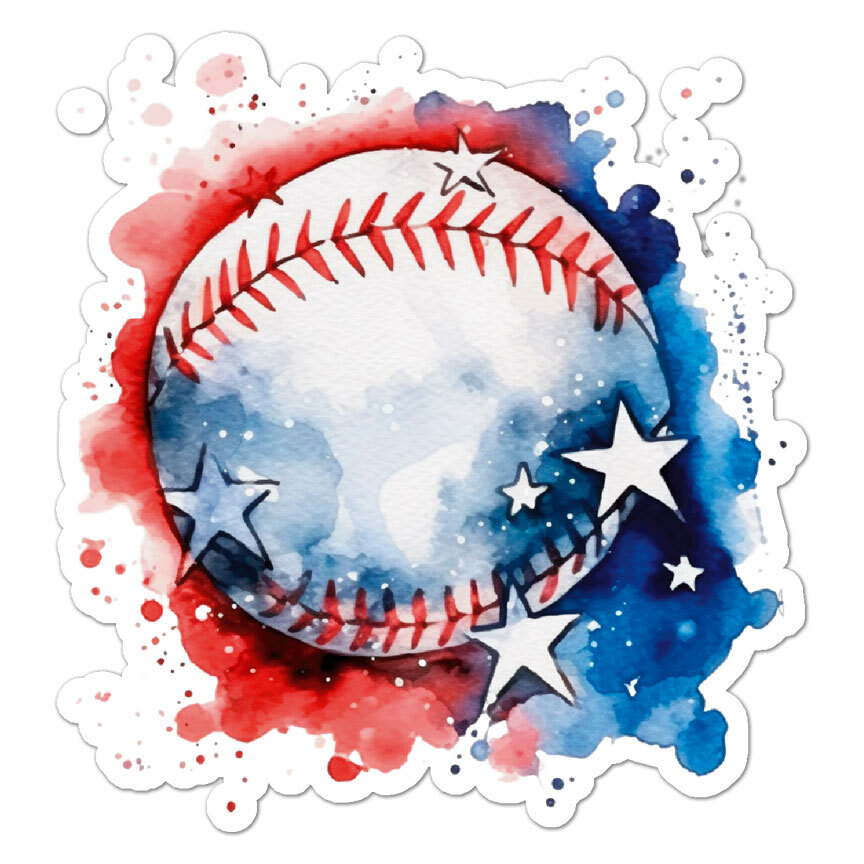 Baseball American Flag, Vinyl Decal Sticker, Indoor Outdoor, 3 Sizes, #9416