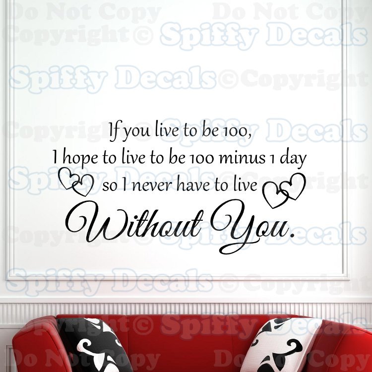 WINNIE THE POOH LIVE TO BE 100 WITHOUT YOU Quote Vinyl Wall Decal Decor Sticker