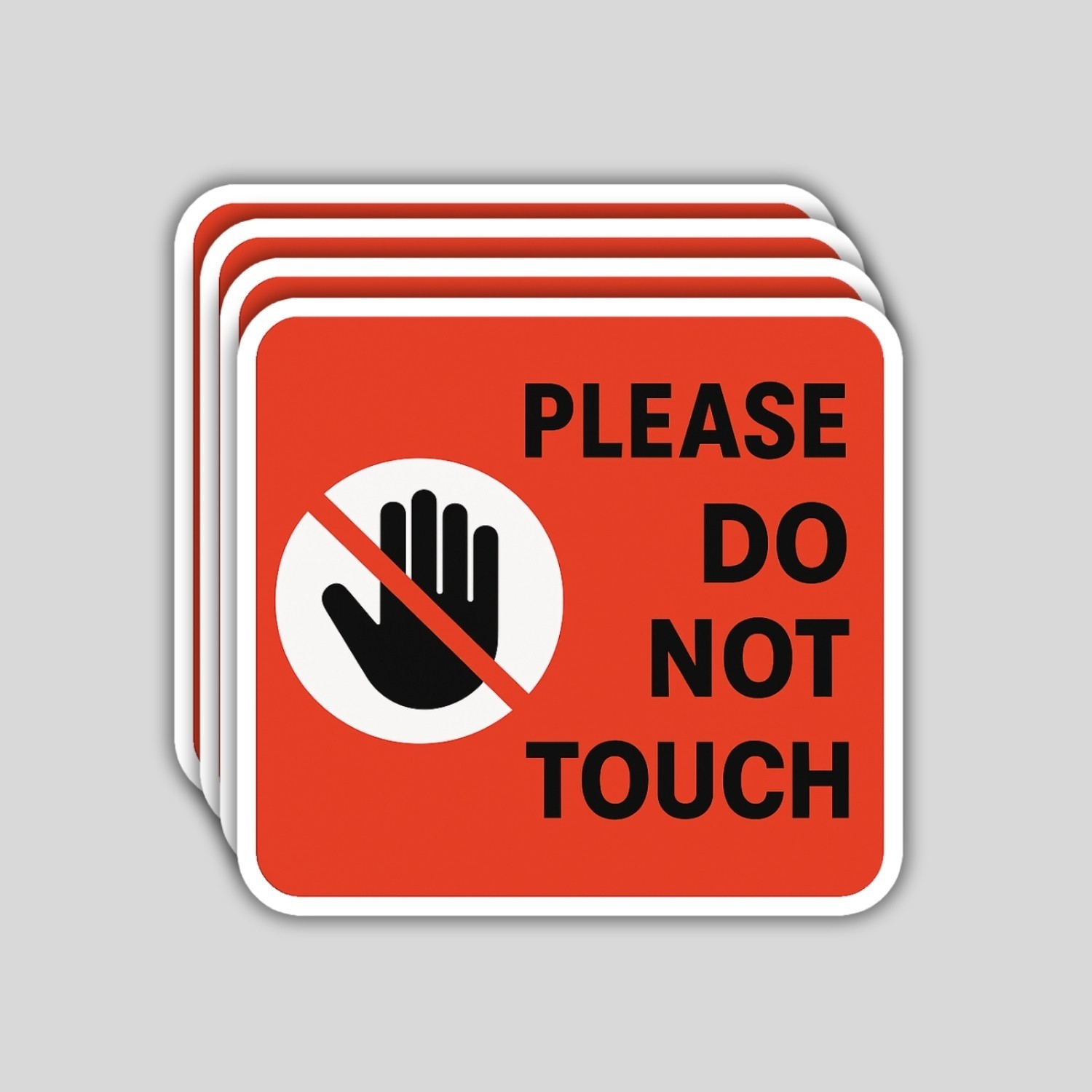 Please Do Not Touch Stickers – Warning Sign Waterproof Vinyl Decals (Set of 4)