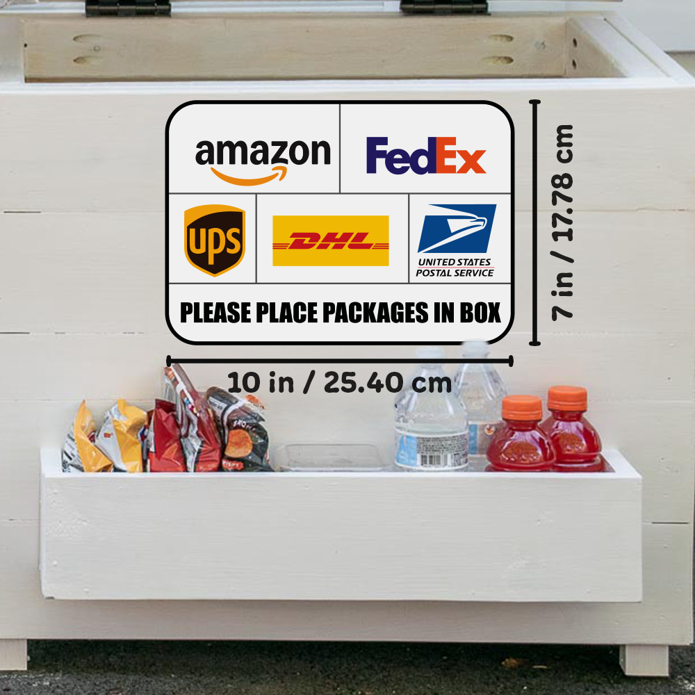2-Pcs Please Place Packages In Box Delivery Sign Sticker Amazon FedEx Vinyl