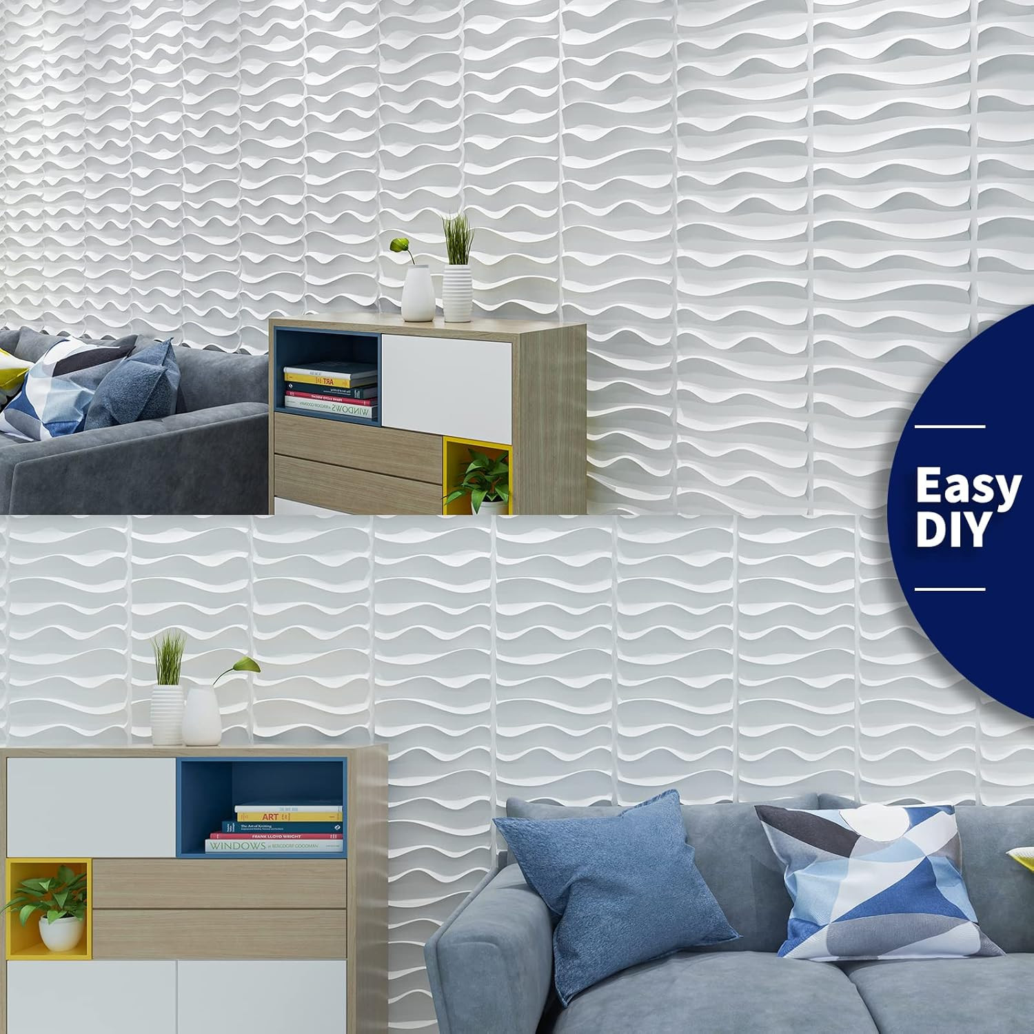 33 Pack 3D Wall Panel for Interior Wall Decor, PVC Textured Accent Wall, Elegant