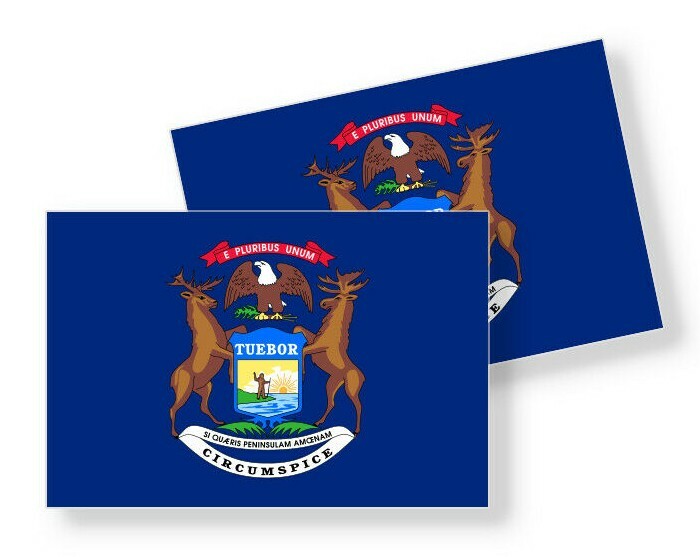 Michigan State Flag – Set of 4 Vinyl Sticker / Adhesive Decals Various Sizes