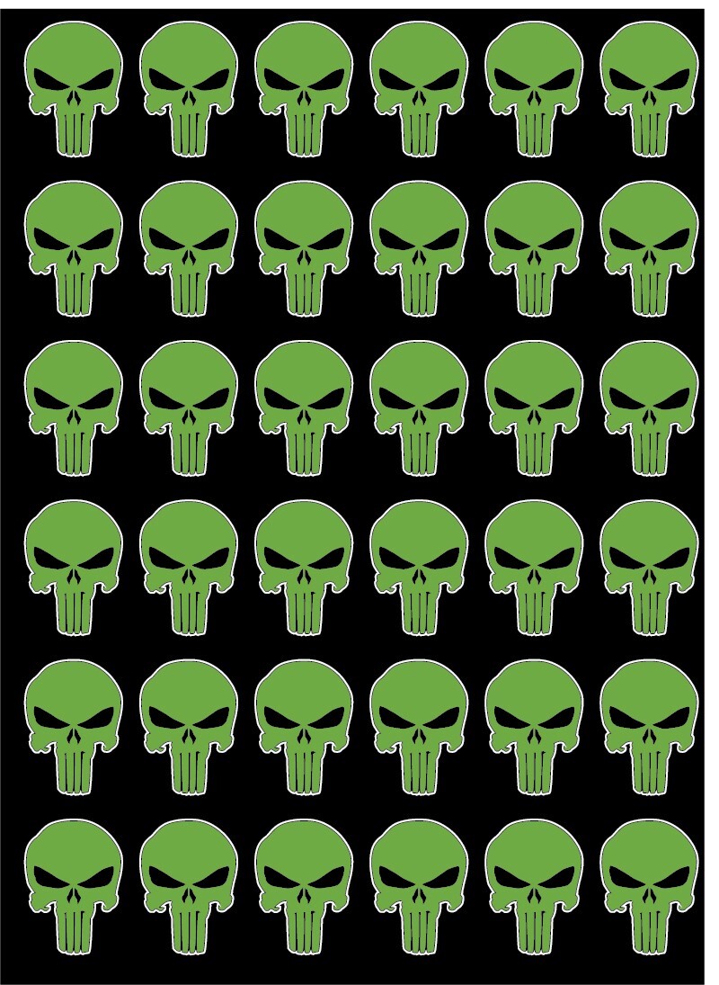 36 Punisher 1"Lime Green – High Vinyl Decals Phone Laptop Gun Helmet