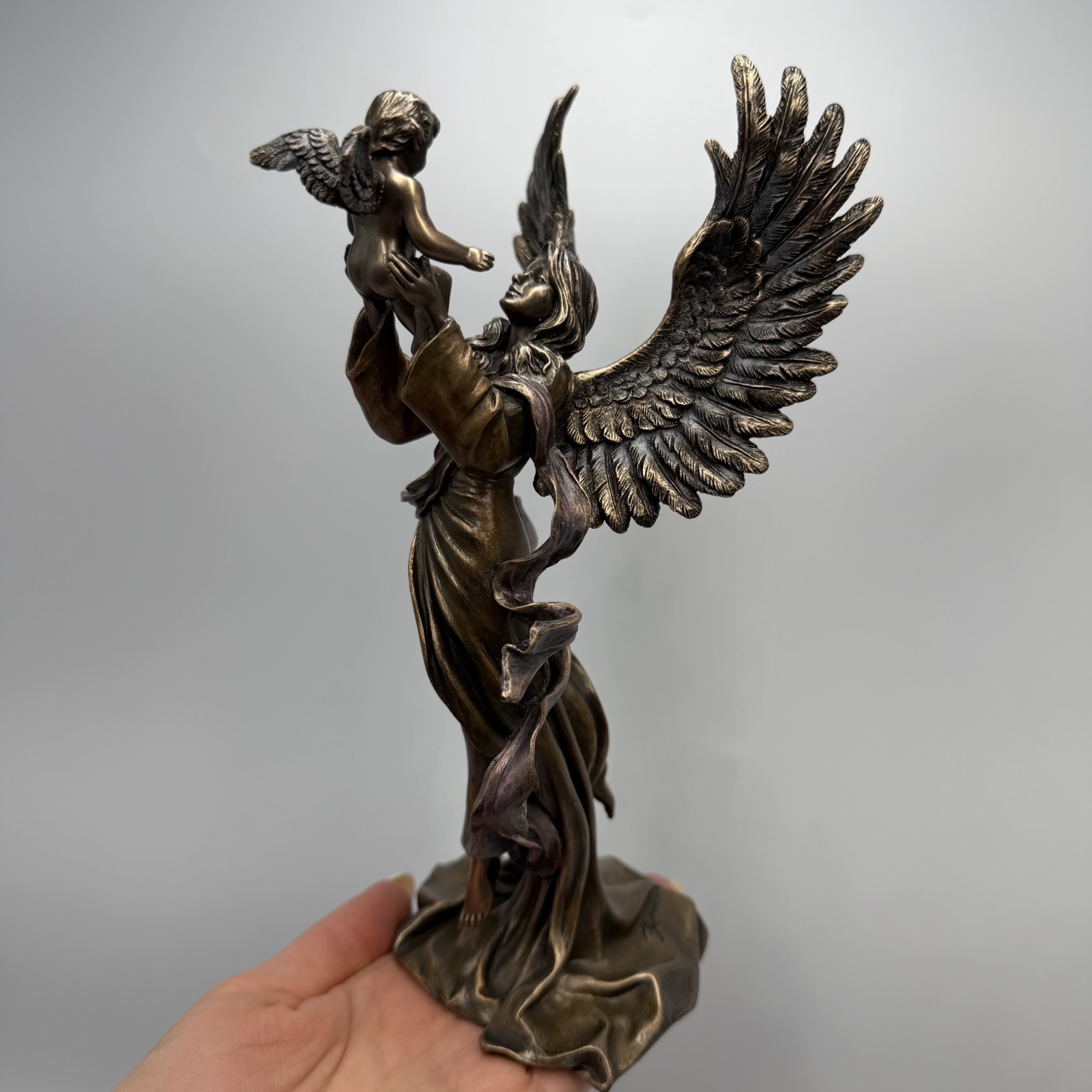 Maat Goddess Figurine Bronze Finish Egyptian Statue Winged Decor 21 cm