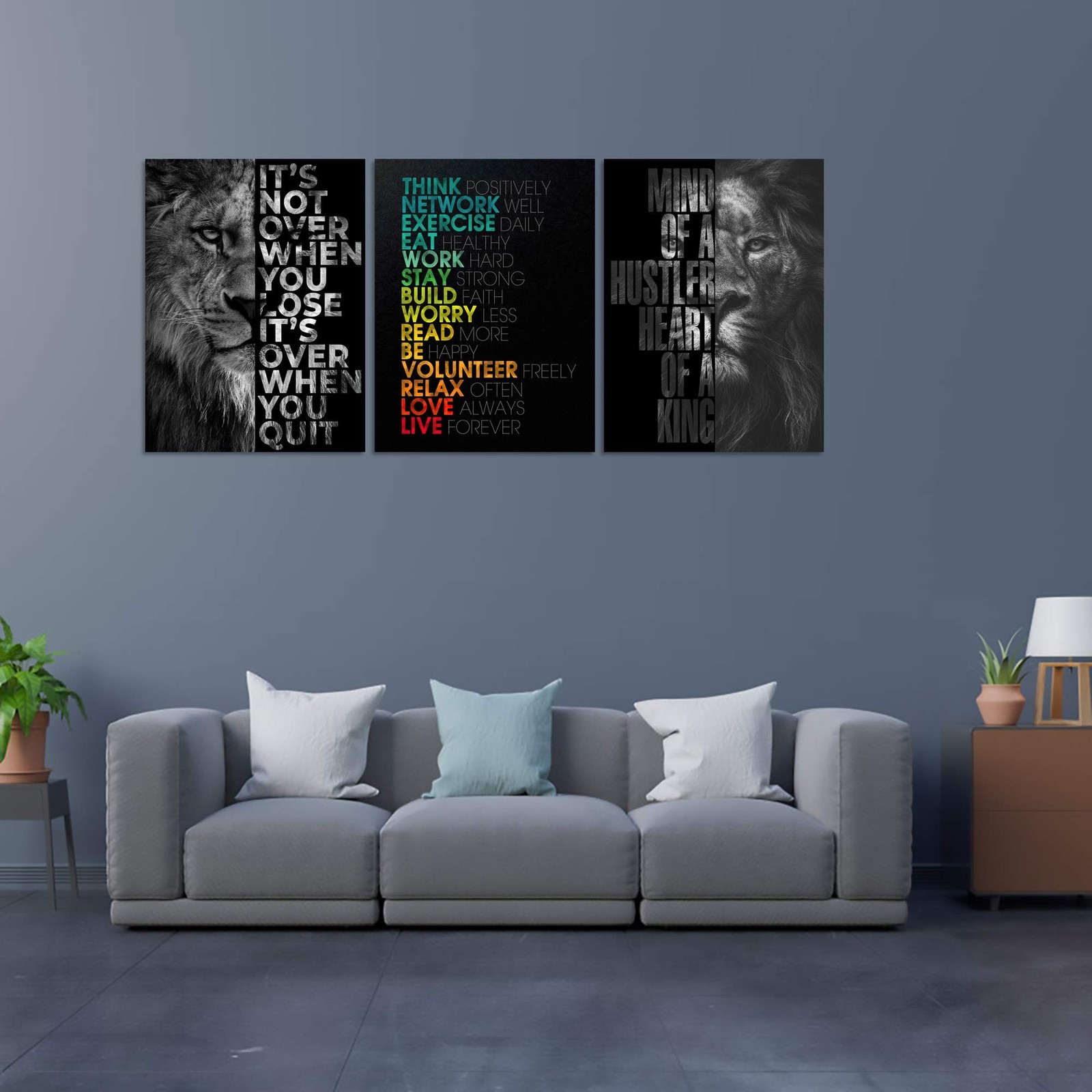 Motivational Office Wall Art Inspirational Canvas Wall Art Hustle Posters Wal…