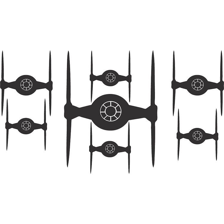 Tie Fighter Bedroom Kit Decals, Star Wars Wall Decals, Empire Wall Stickers, g93