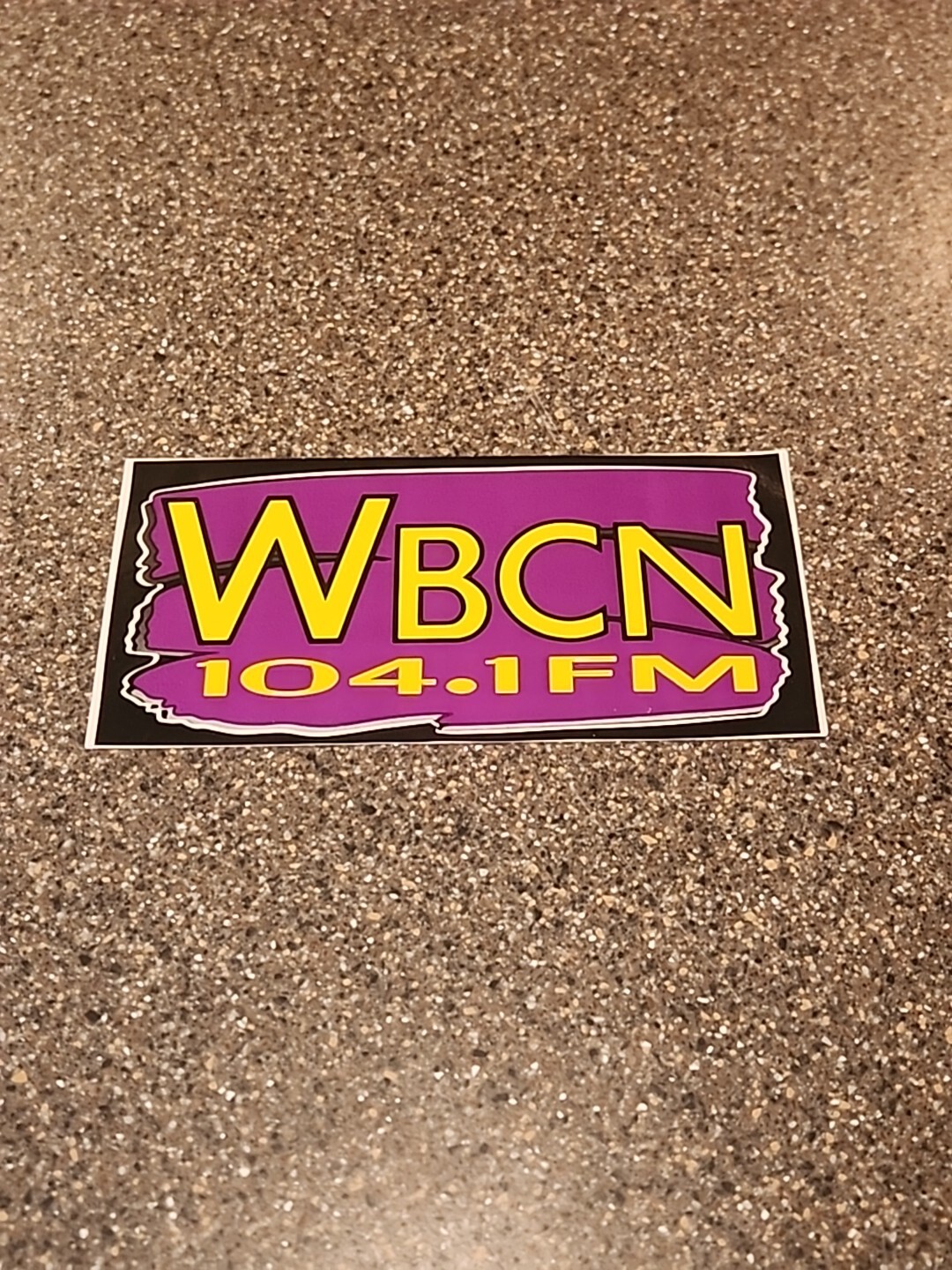 WBCN 104.1 FM Radio Station Vintage Purple & Yellow Logo Bumper Sticker Rare HTF