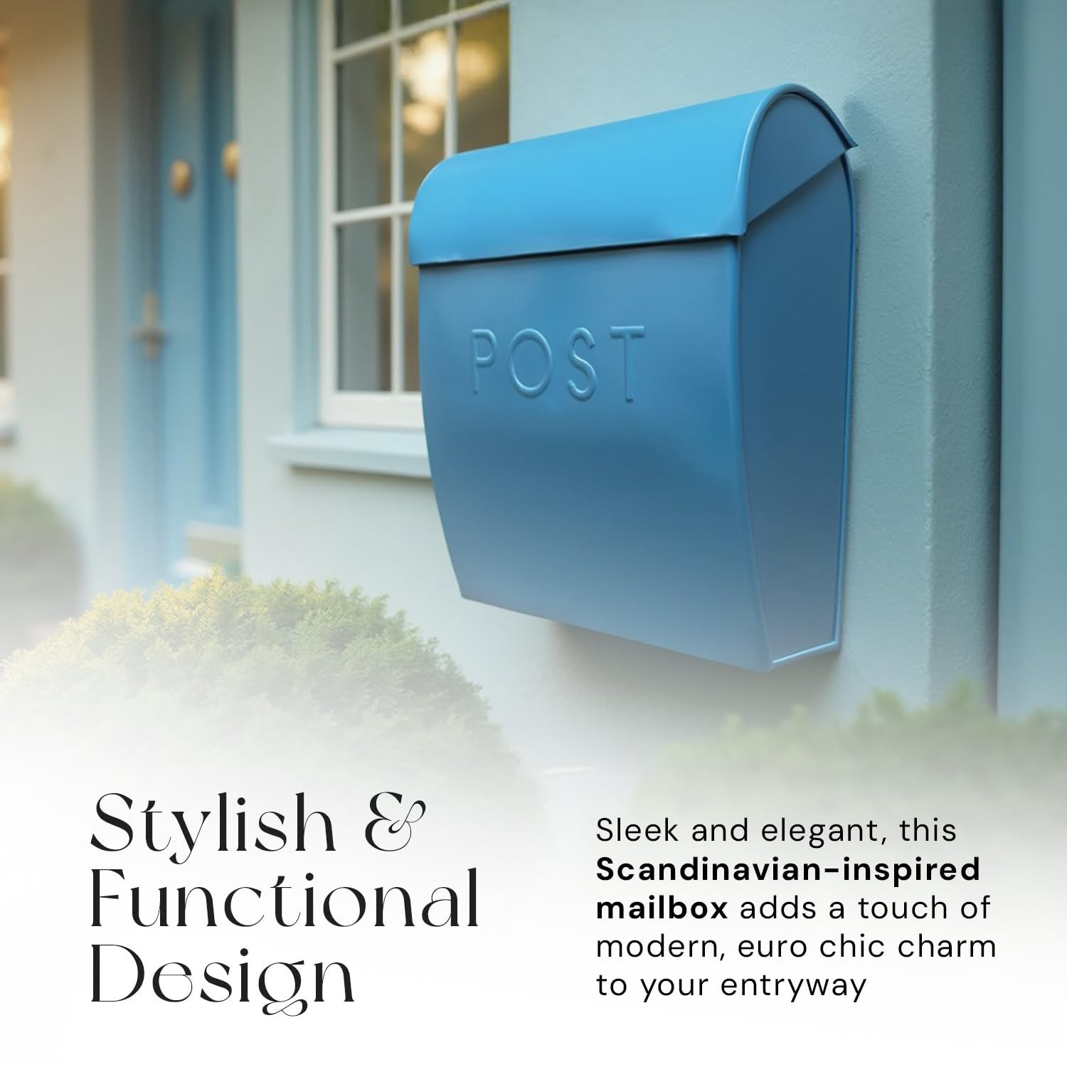 NACH Large Wall Mount Mailbox, 15.07 x 12.44 x 5.39 inches, Blue Mailboxes fo…