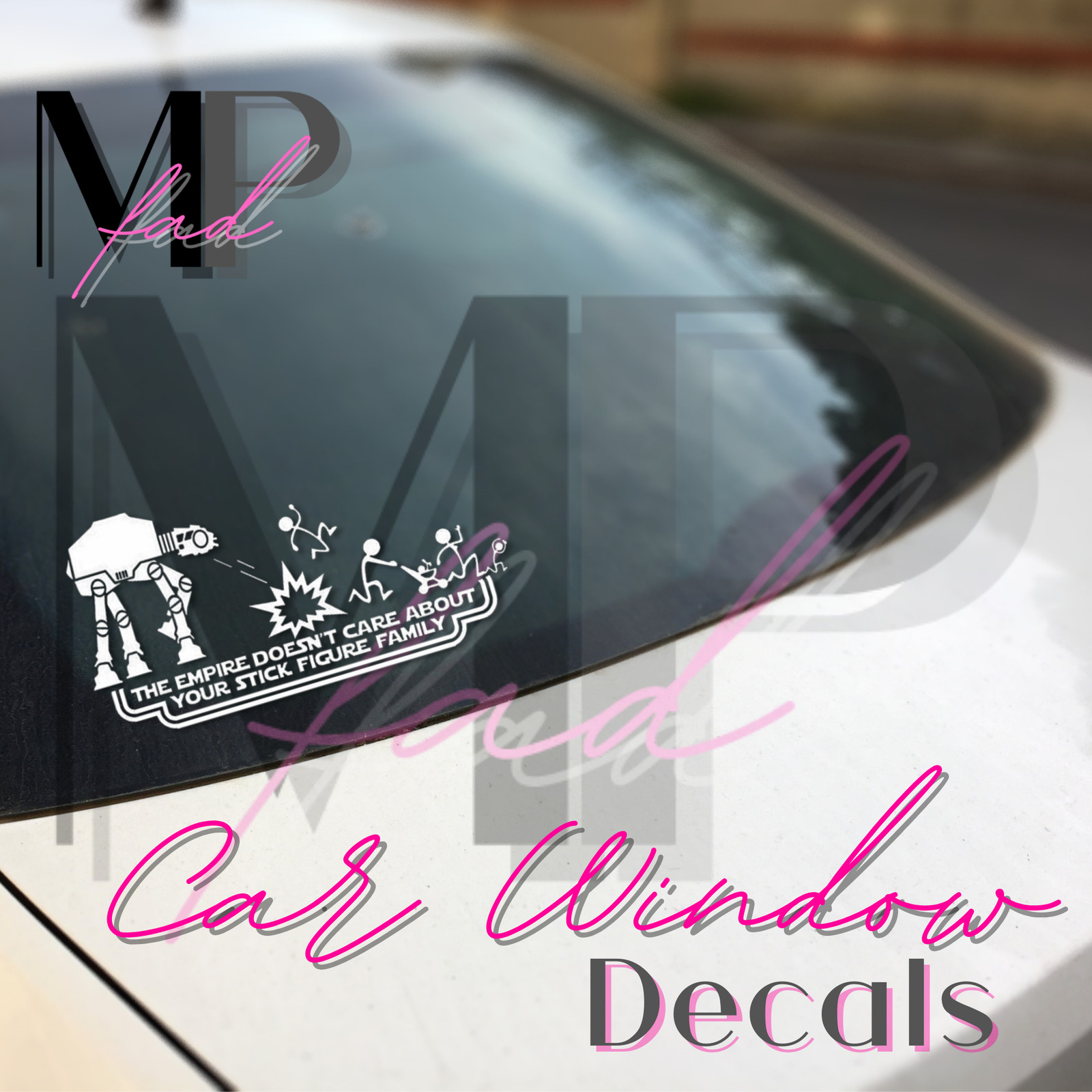 Star Wars The Empire Doesn't Care About Your Stick Figure Family Decal 8"x 4" in