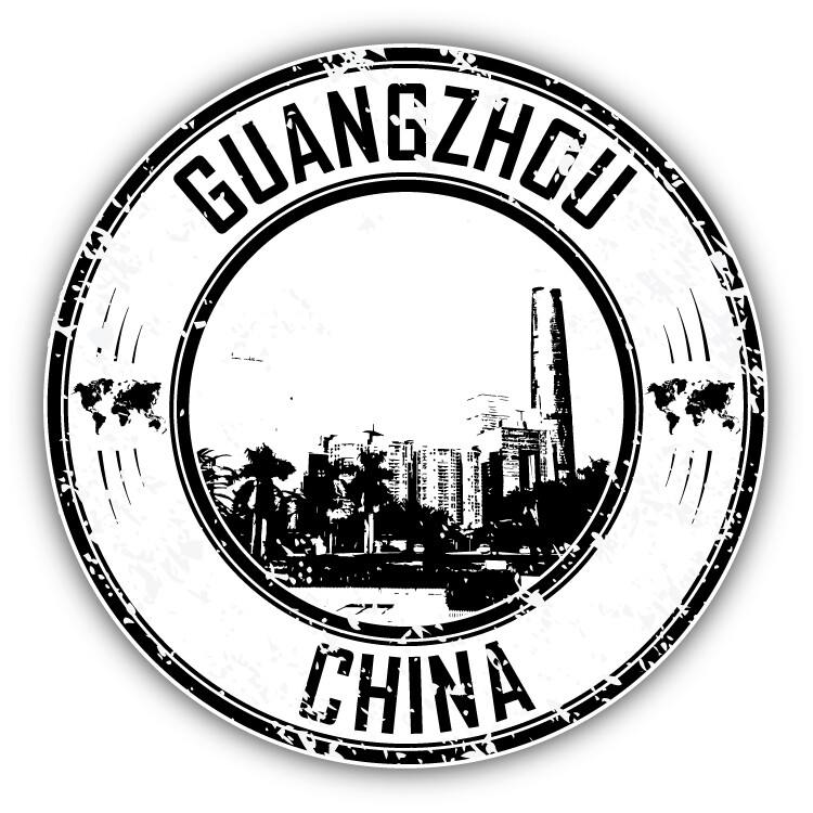Guangzhou China Grunge Rubber Stamp Travel Car Bumper Sticker Decal