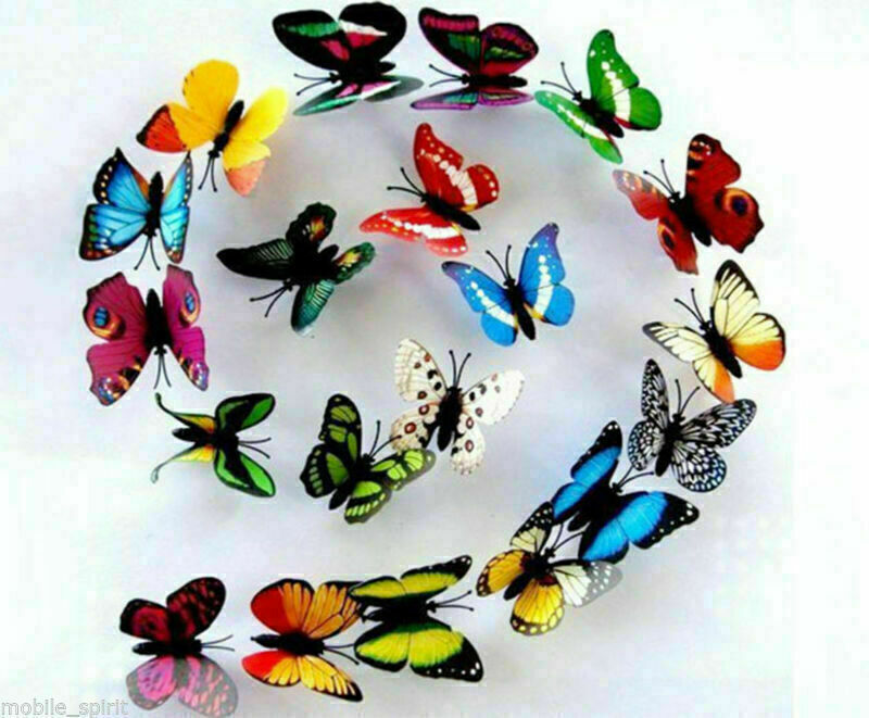 24pcs Multicolor Artificial Butterflies with Magnet Home Decorations Accessories