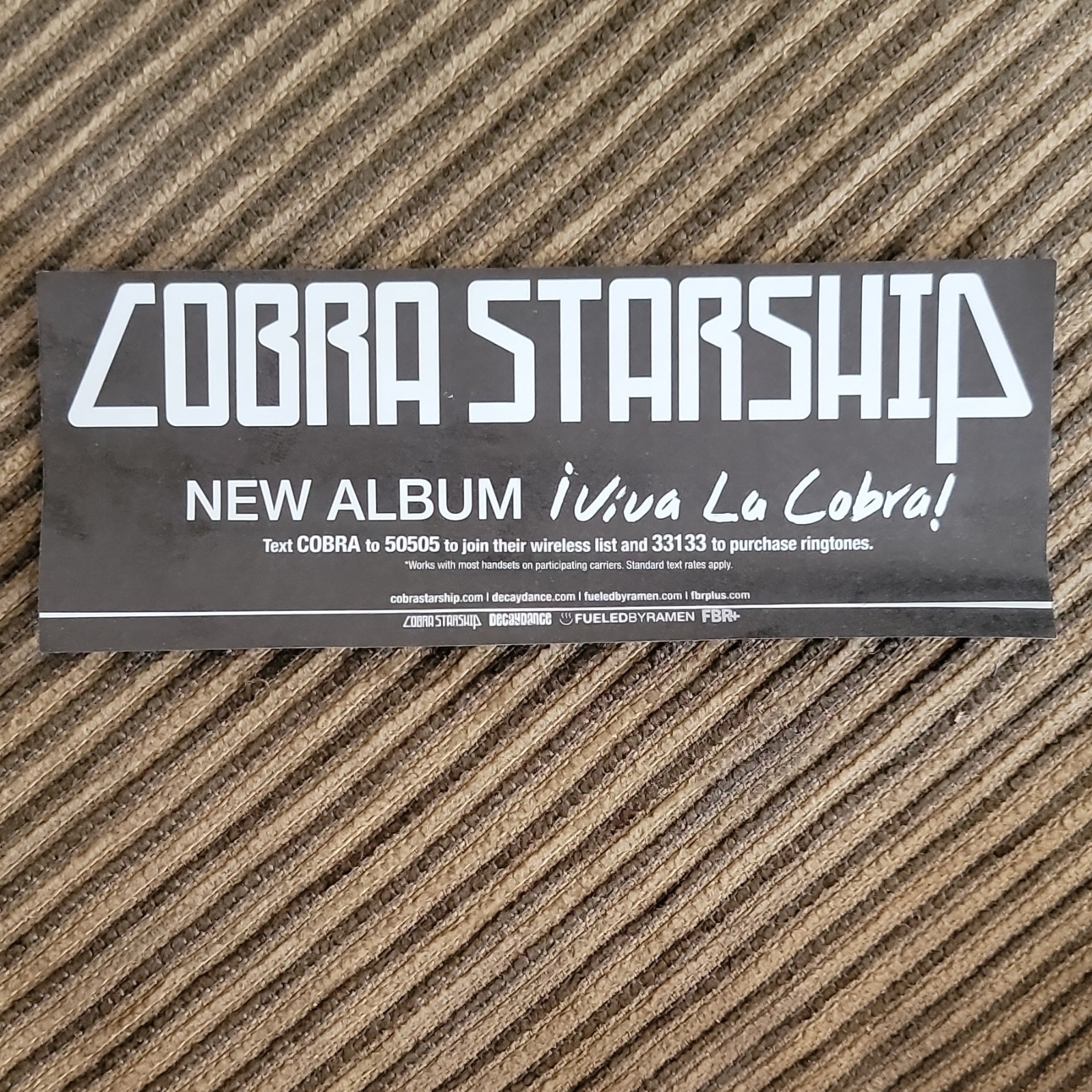 Cobra Starship Viva La Cobra Promo Sticker 2×6