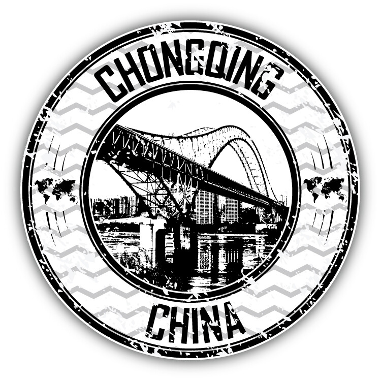 Chongquing China Grunge Rubber Stamp Travel Car Bumper Sticker Decal