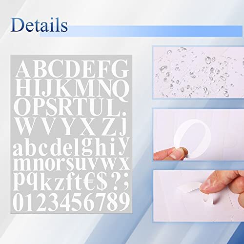 8 Sets 536 Pcs Vinyl Letter Number Stickers Alphabet Large Self 2 Inch White