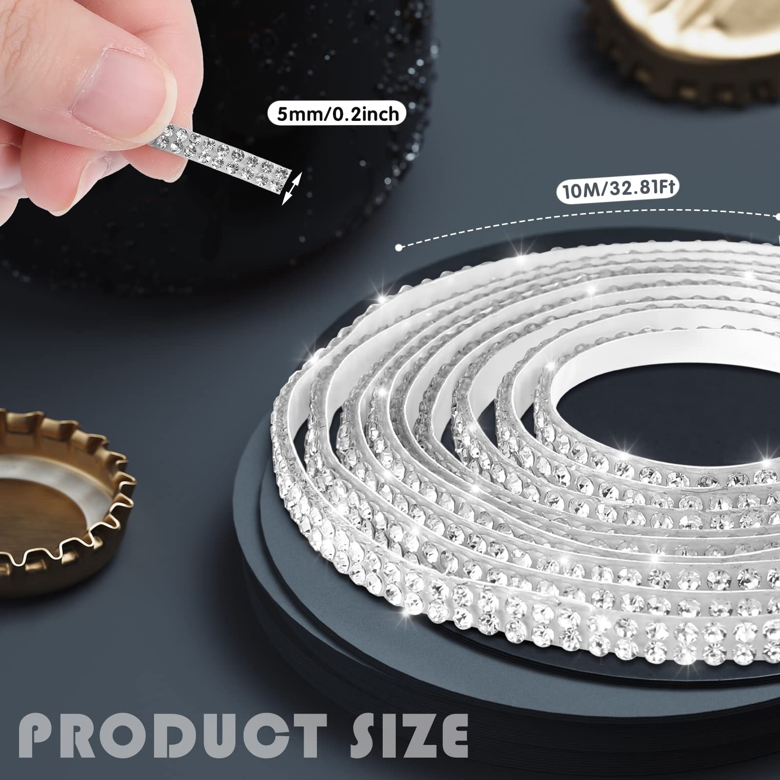 32.8Ft Self-Adhesive Glitter Car Trim Rhinestone Stickers for Interior Decor