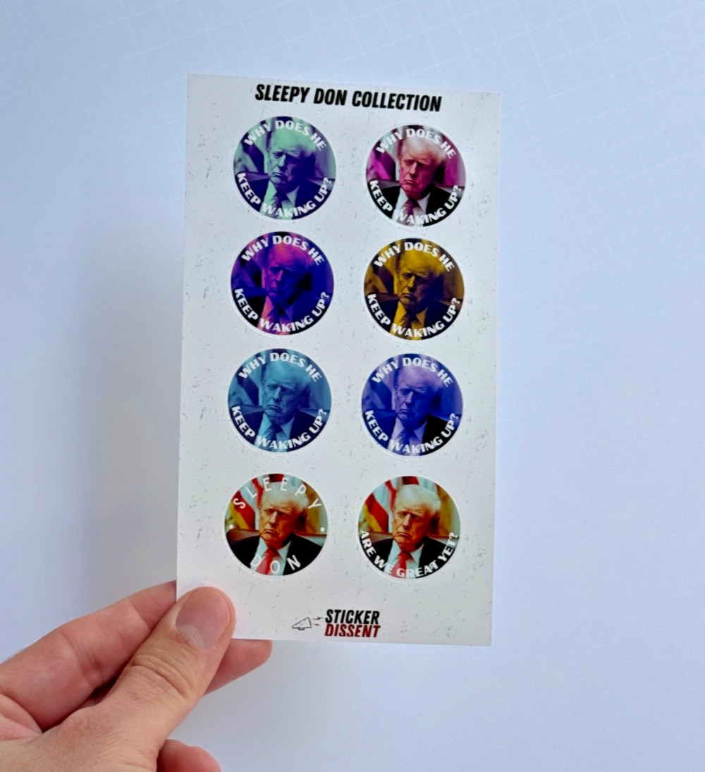 Donald Trump Asleep Stickers 8pc Assorted Anti Trump Political Humor Decals 1.5"