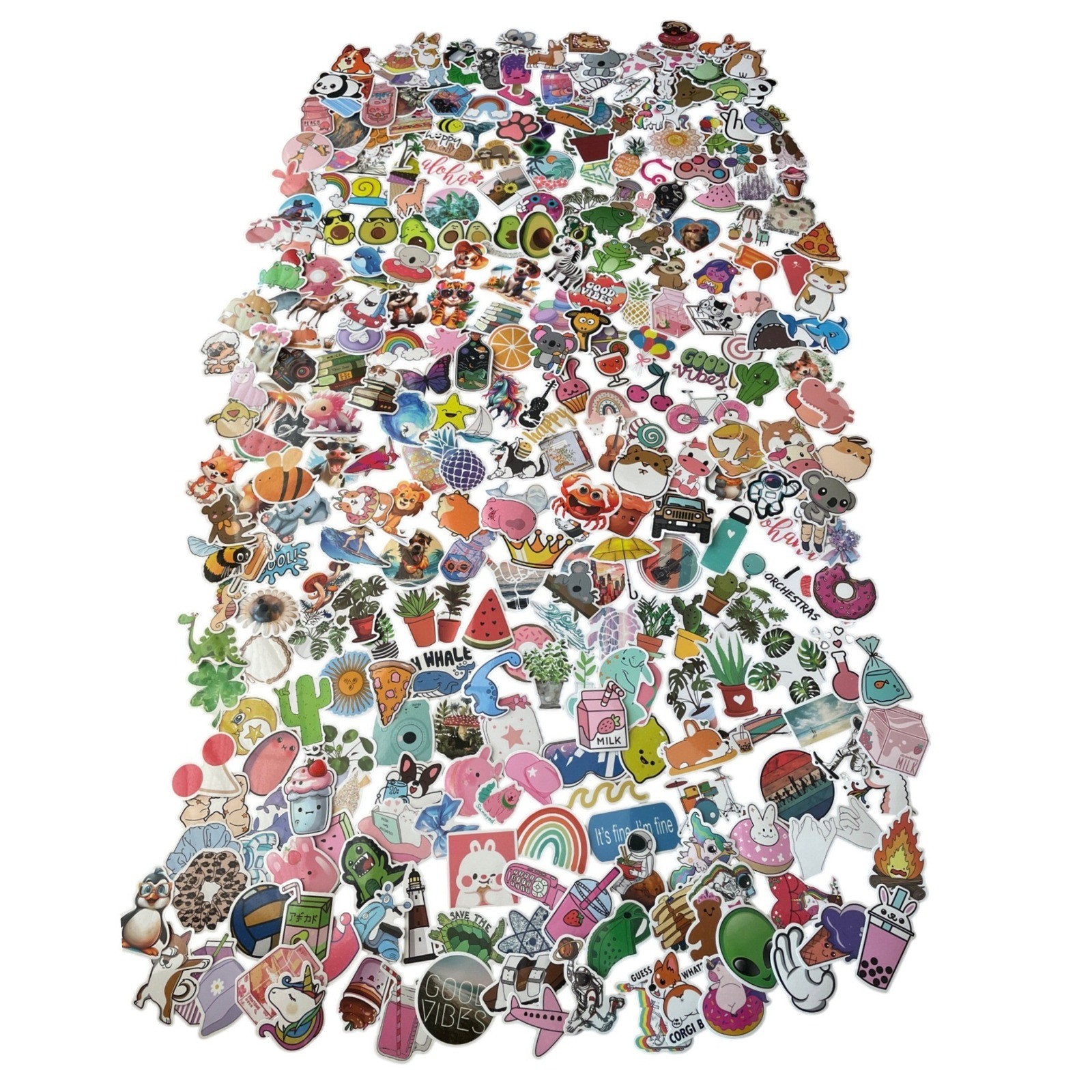 New 300+ Vinyl Stickers LOT Waterproof Fun Colorful Kawaii Animals Food Plants