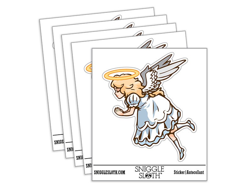 Angelic Angel Girl Praying with Halo Cherub Vinyl Sticker Set – 5 Pack