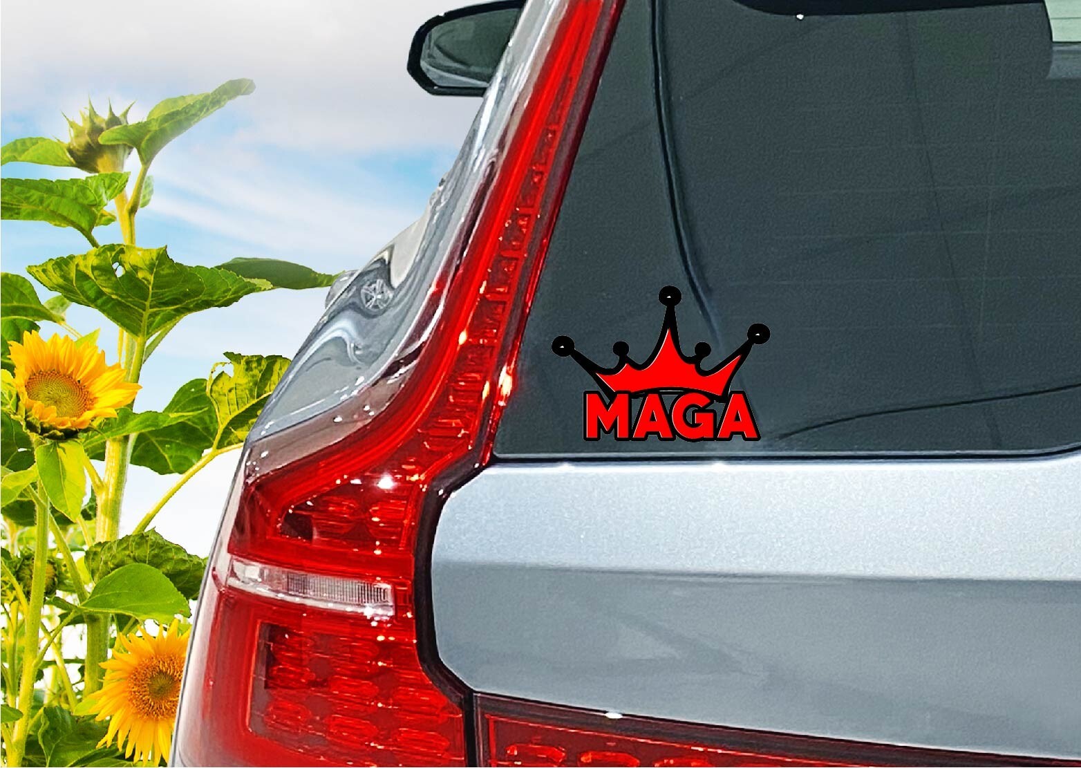 MAGA Crown King Decal Sticker Printed Die Cut Trump America USA 47 Red Crown Hat