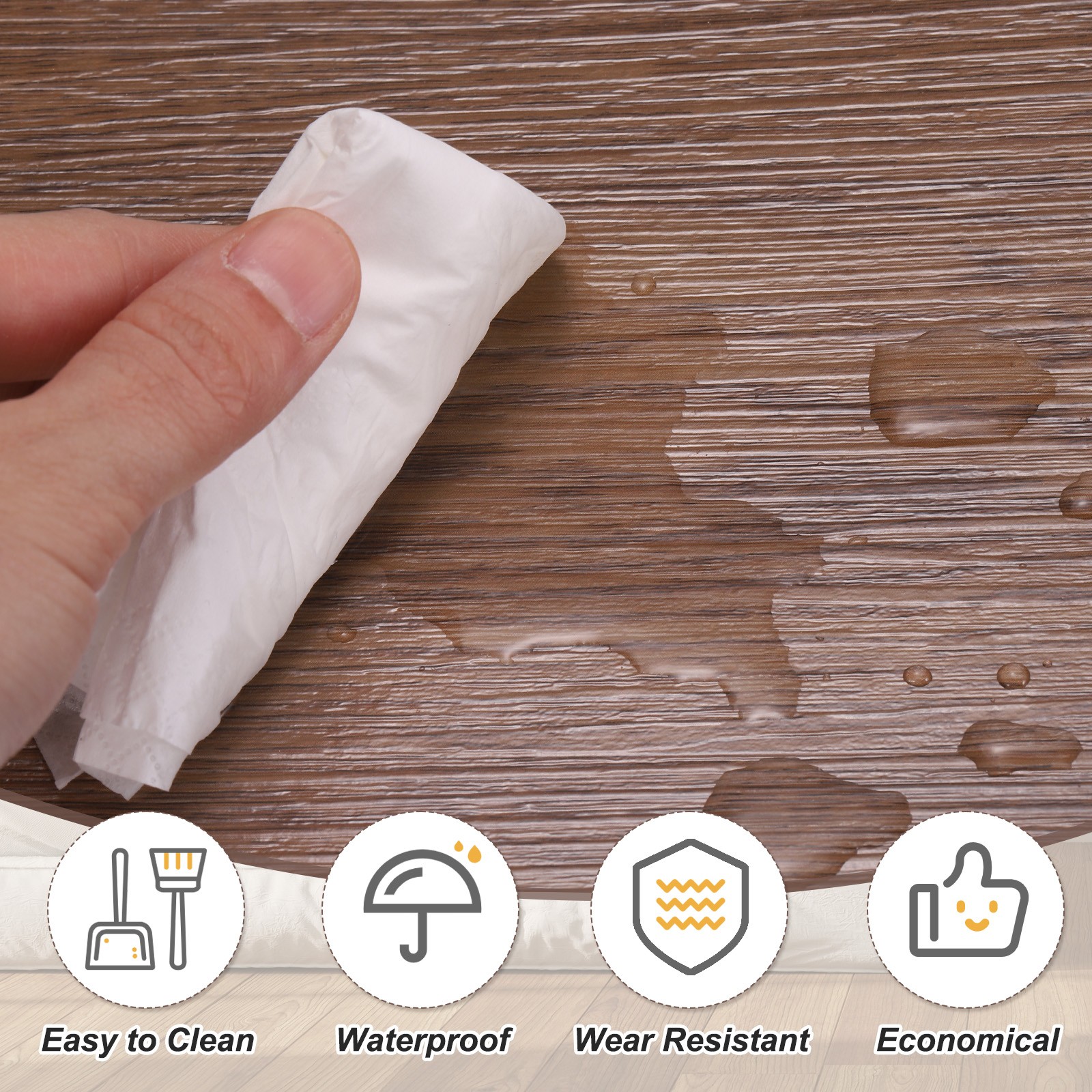 12pcs Peel and Stick Floor Tile 36 x 6" PVC Wood Plank Flooring,Coffee