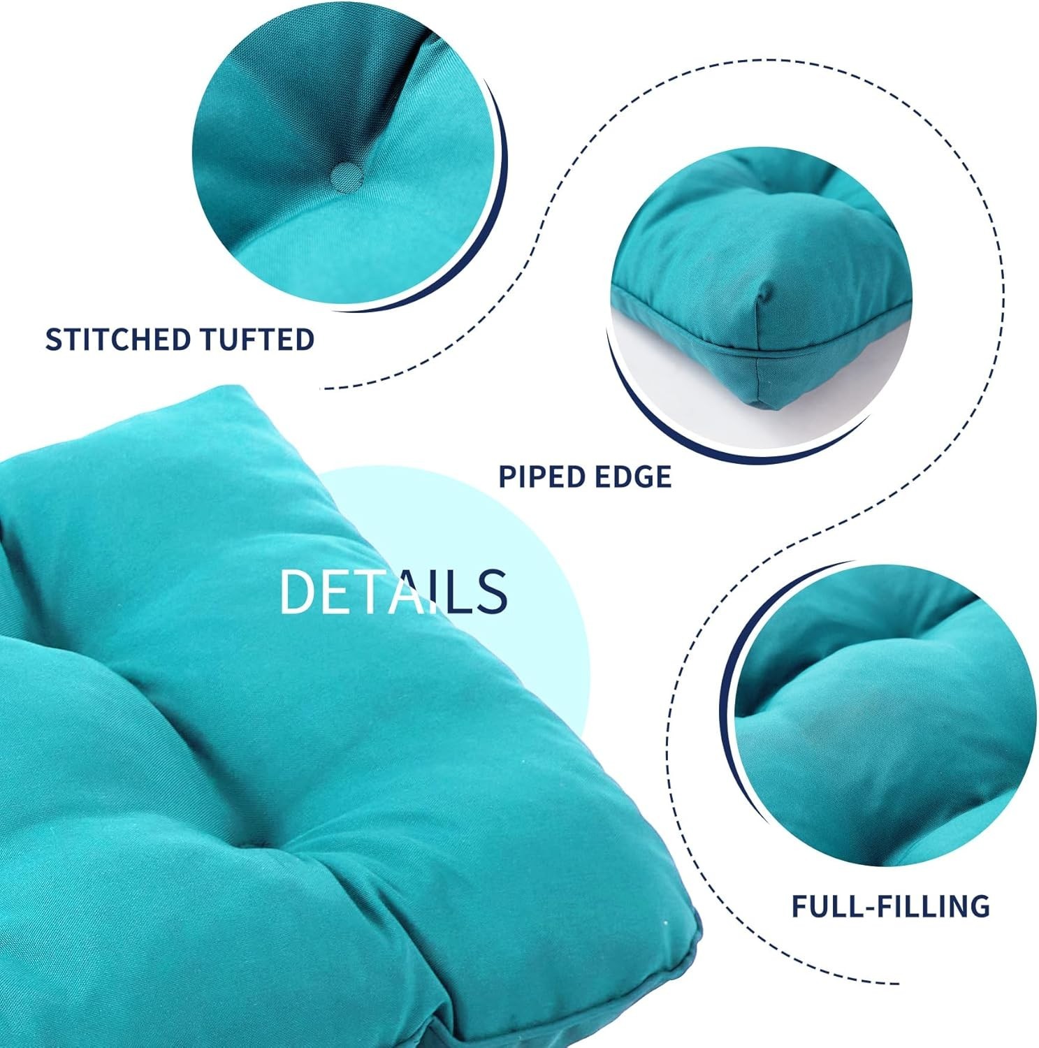 48x18x5" Waterproof Outdoor Bench Cushion – Fade-Resistant Teal Blue