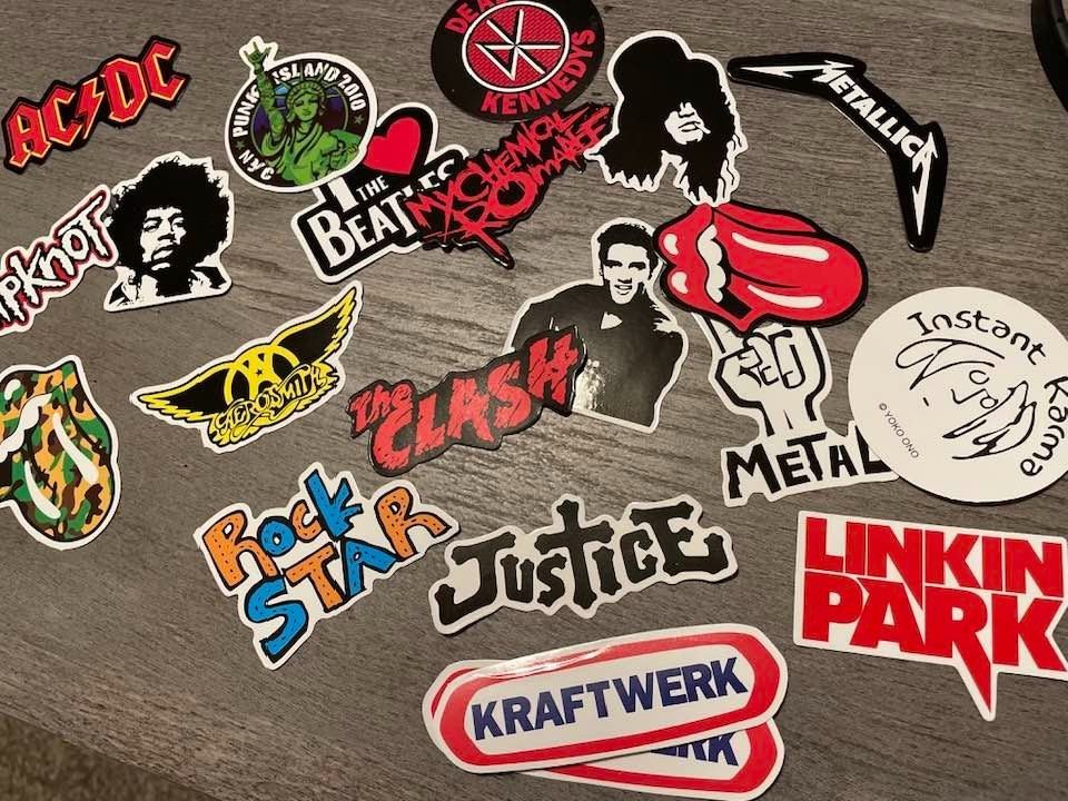 YOUR CHOICE of 8 Music Stickers/Guitar Decals-Rock/Punk/Alternative/Grunge-READ!