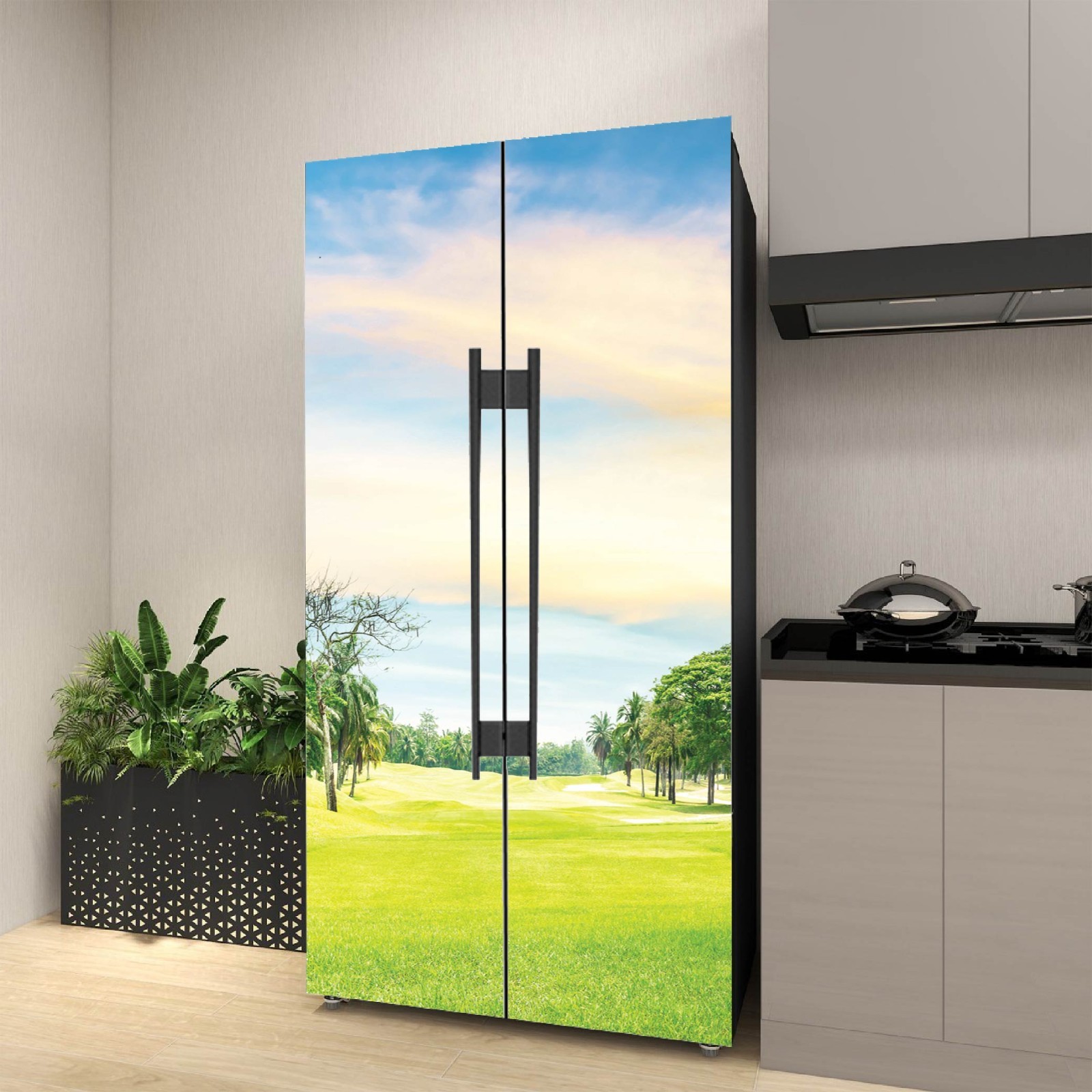 Nature Fridge Wrap, Forest Refrigerator Cover, Kitchen Vinyl