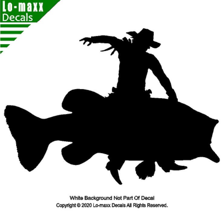 Largemouth Bass Rodeo Cowboy Western Freshwater Fishing Die Cut Vinyl Decal
