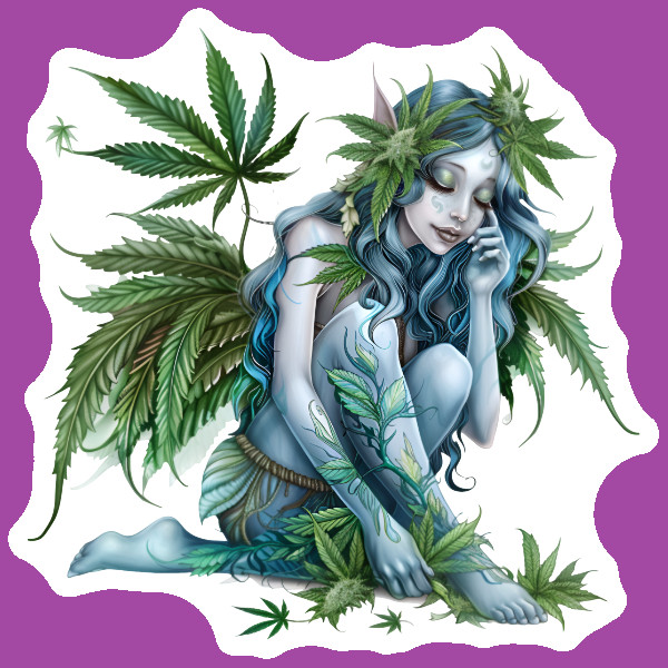 Stoner Vinyl Sticker Fairycore Weed Fairy Decal 420 Marijuana Whimsical Fairy
