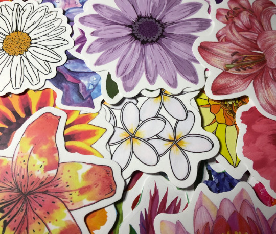 10 bold color Flower sticker set, flower scrapbooking, flower decal, flower gift