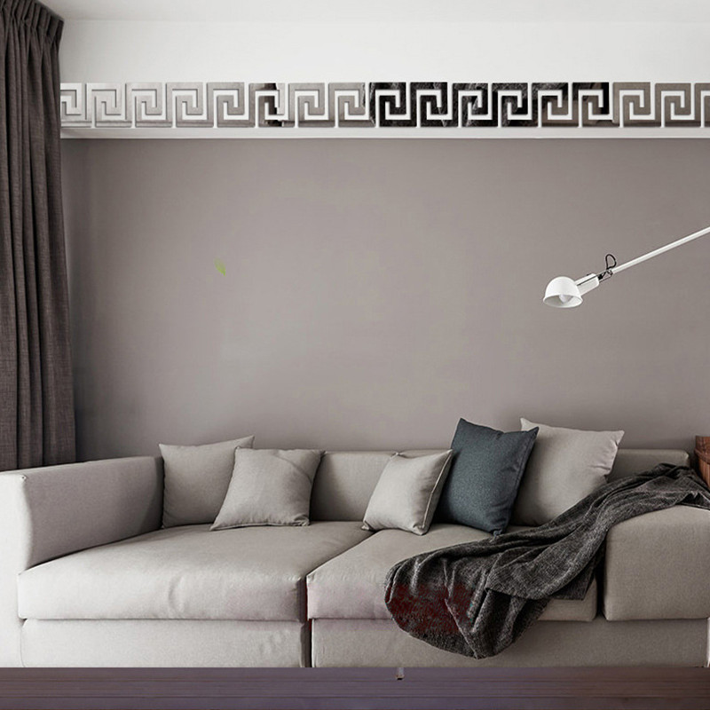 20pcs 3D Mirror Wall Sticker Building Border Wall Art Home Decor Self Adhesive
