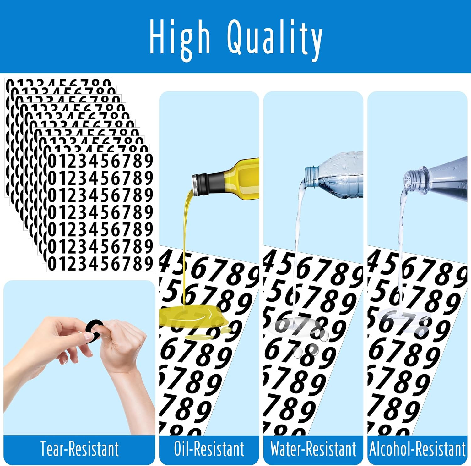 1050 PCS Number Stickers, 1” Water Resistant Vinyl Stickers Consecutive Number 0