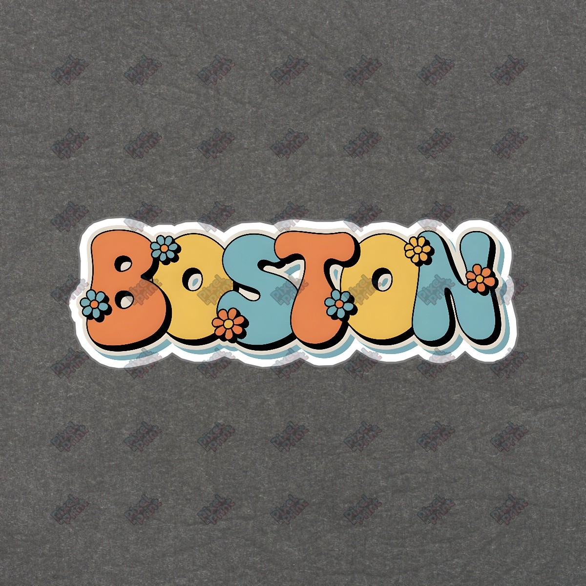 Retro Boston Sign Vintage 1960s 1970s Style Typography Wall Art #8606