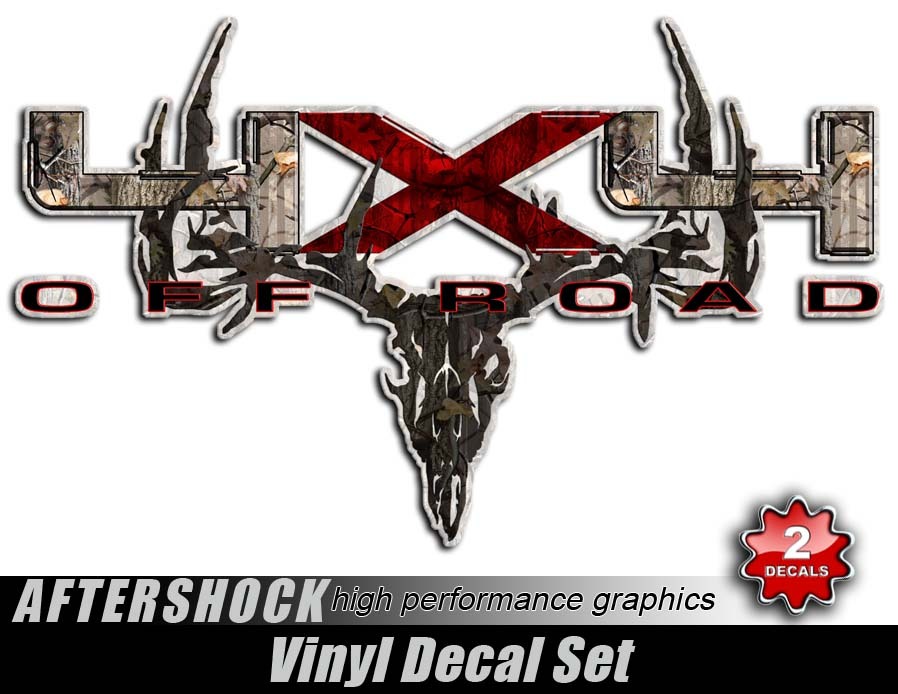 4×4 Camouflage Deer Skull Truck Decal Sticker Whitetail Archery Hunting for Ford