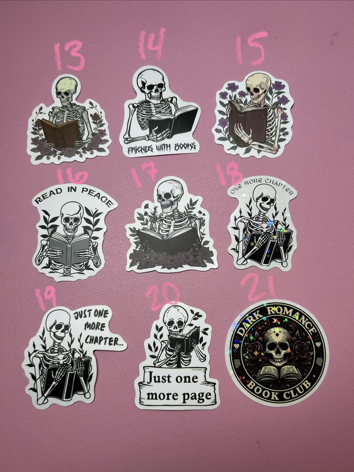 Skeleton Reading Book Stickers