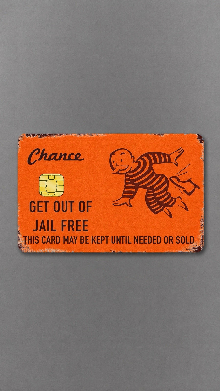 Monopoly Get Out of Jail Free Credit Card Skin Sticker – Vintage Orange Design