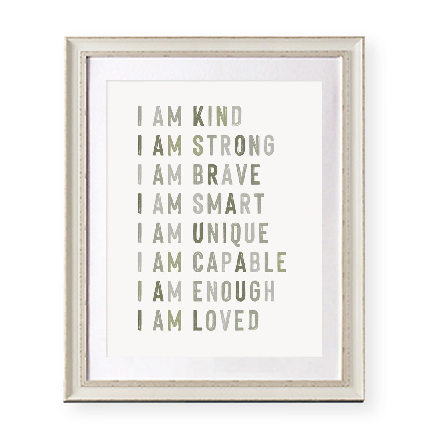 Positive Affirmations, Classroom Wall Art, Green Nursery Wall Decor Neutral, …