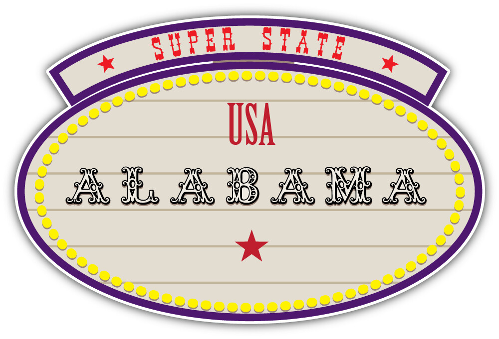 Alabama USA Super State Retro Badge Car Bumper Sticker Decal "SIZES"