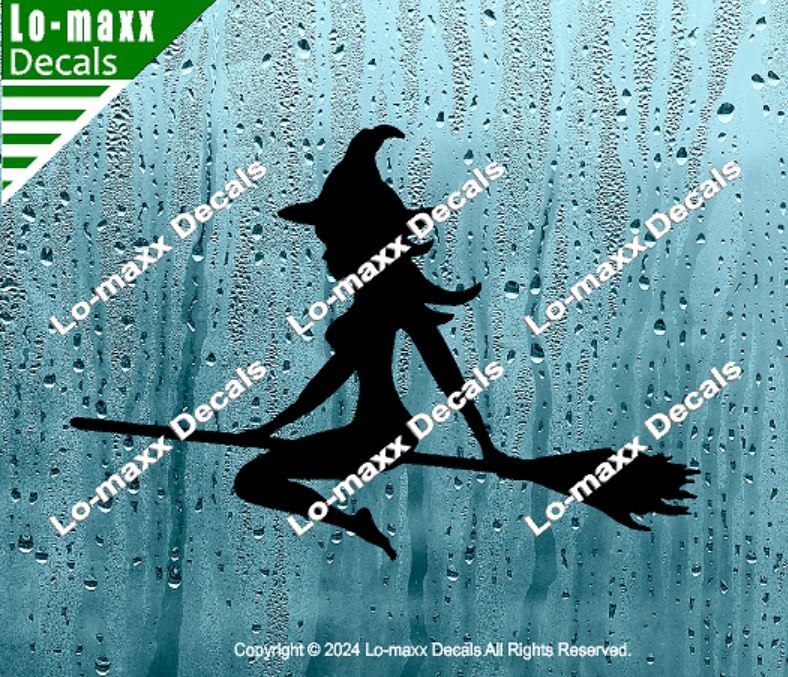 Mudflap Girl Witch Riding Broom Trucker Custom Graphic Die Cut Vinyl Decal