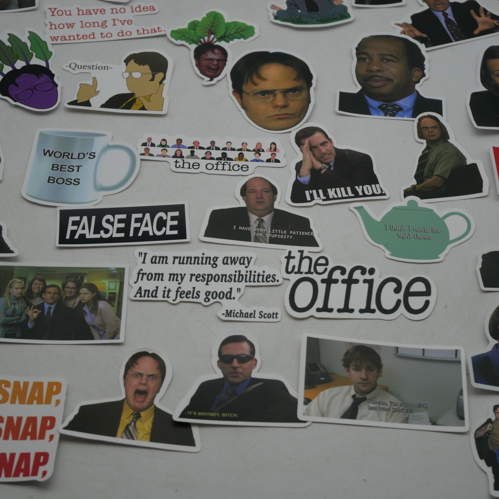 46 The Office Stickers Michael Dwight Jim Stanley Kevin Vinyl Laptop Bottle