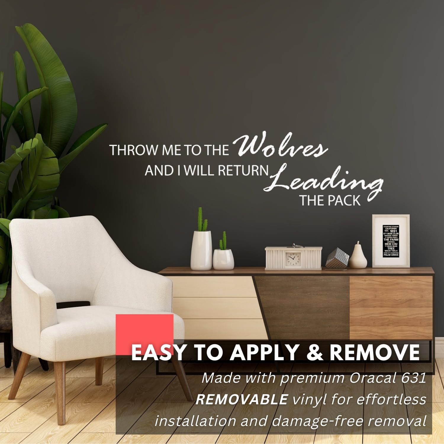 Throw Me to the Wolves Quote Wall Decal 42×12 in Motivational Inspirational