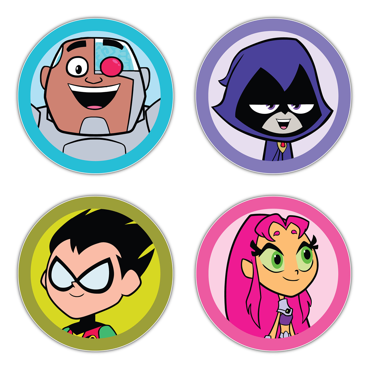 Teen Titans Cartoon Set Of 4 Vinyl Sticker Decal – 5" longer side ID:2