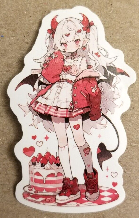 Halloween Sticker Witch Girl Vampire Devil Demon Red Bat Cake Gothic Anime Manga