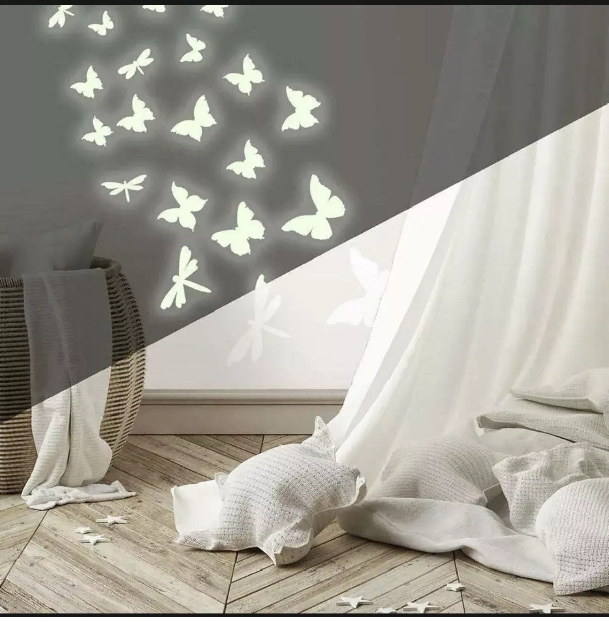 RoomMates Butterflies & Dragonflies Glow In The Dark Wall Decals 80Pc RMK1706SCS