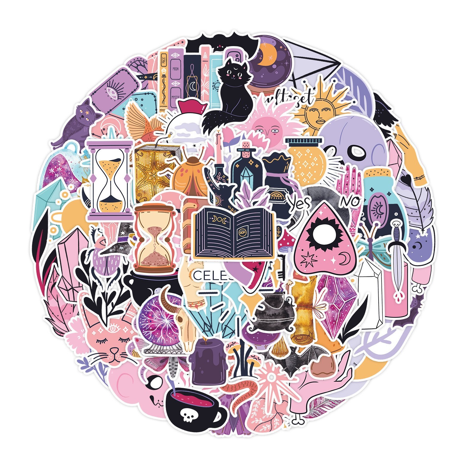 200pcs SPIRITUAL Stickers Pack,Crystal Potion Gothic Halloween Stickers, #225236