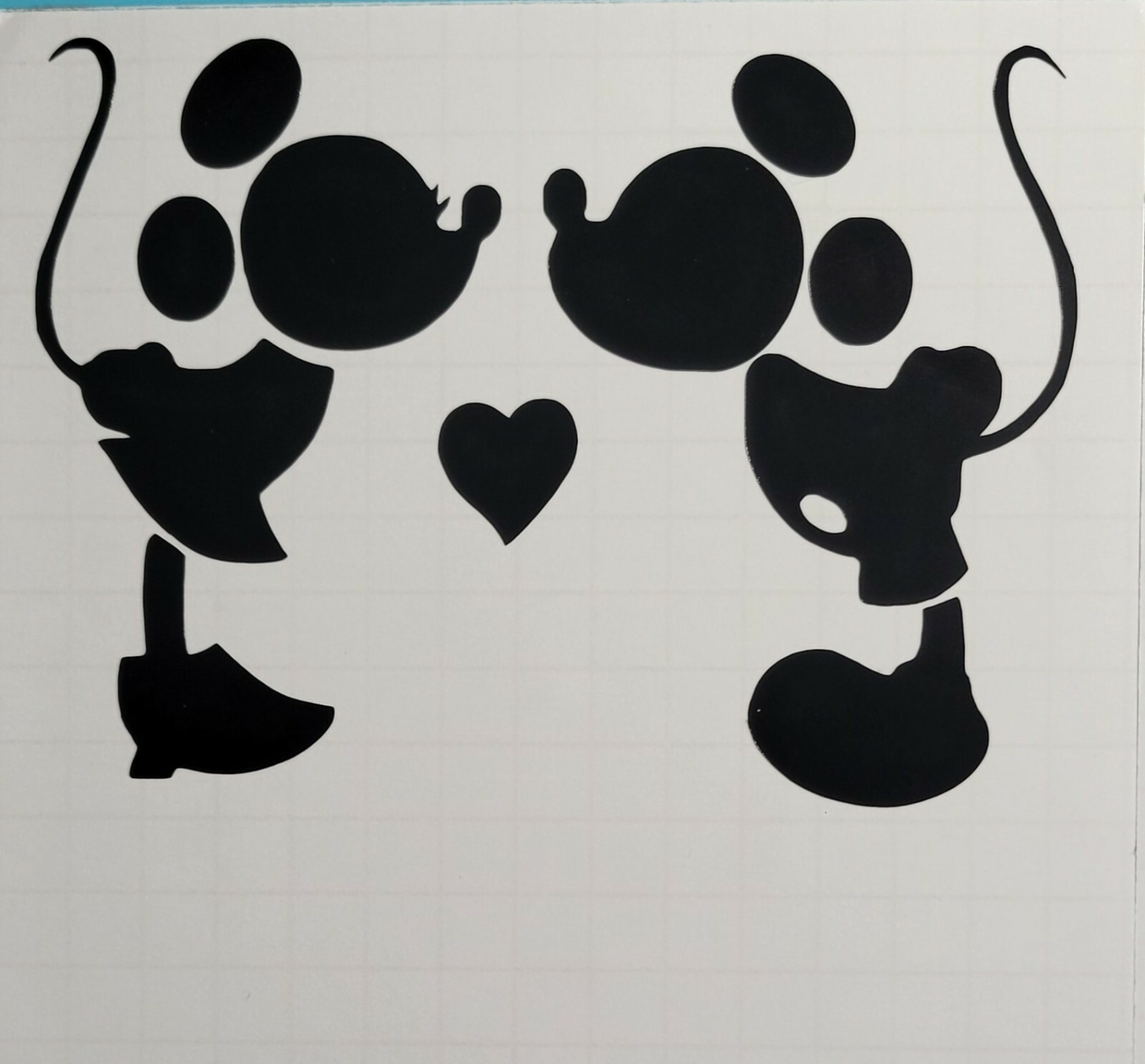 minnie and mickey mouse kissing decal with heart. water proof 5.5in wide